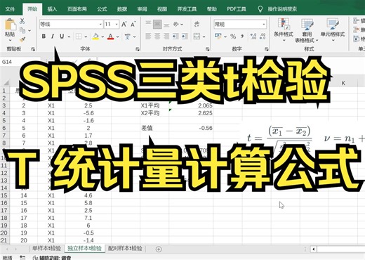 【小白学统计】单样本t检验、独立样本t检验、配对样本t检验—t值计算公式，SPSS三类t检验对比