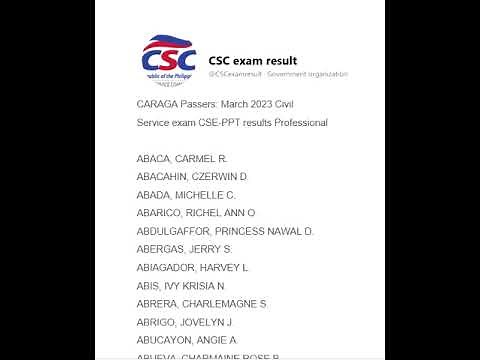 Civil Service Exam result 2023 passers for Caraga professional exam