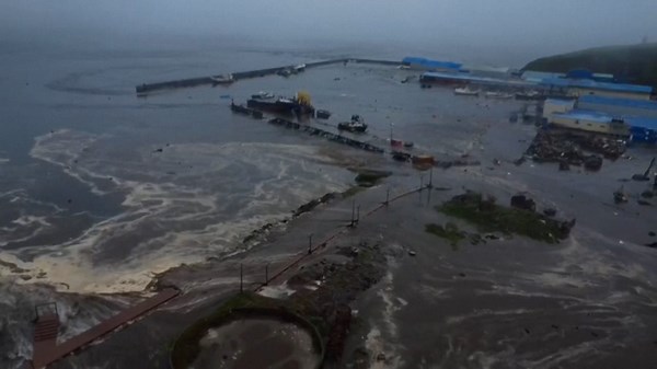 Watch tsunami wave aftermath in Russia after earthquake struck