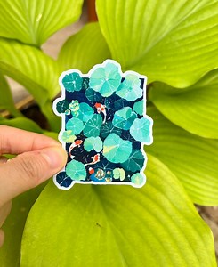 Koi Fish Vinyl Sticker: Glitter Pond Design - Waterproof and Durable Sticker - Etsy