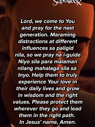 Never stop praying for the next generation. They need Jesus in their lives! 💖 You can also partner with Superbook today in our mission to share Jesus with Filipino children. Scan the QR code to give. 😊 #PrayerOfTheDay #PrayerTime #NextGenerationForJesus
