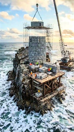 Building a Lighthouse in the Middle of the Ocean | Cinematic Timelapse