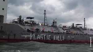 Greenpeace activists board tanker in plastic protest