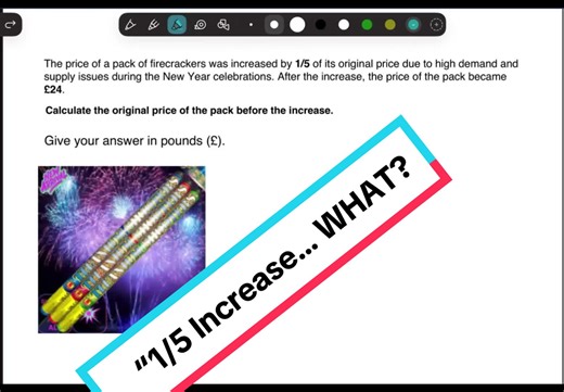 New Year Fire Crackers! What was the original price before the increase? #math #foundationmath #fraction #MathHelp #fyp