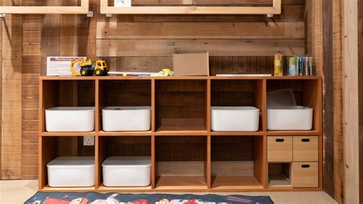 Turn a cube shelf into shoe storage with Dollar Tree's plastic tote basket