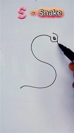 How to Draw a Snake Using the Letter S | Easy S Letter Drawing Trick 🐍