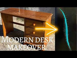 Epoxy Resin and Brass Wire Stitch Modern Desk Makeover.