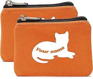 Cute and Convenient Customized Coin Purse-A Personalized Gift for Boys and Girls-Small Coin Pouch 2 Pieces(Orange)