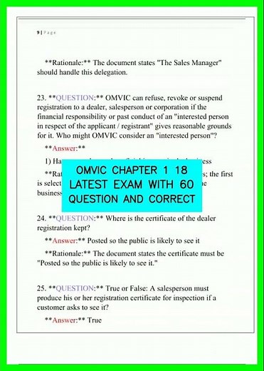 OMVIC CHAPTER 1 18 LATEST EXAM WITH 60 QUESTION AND CORRECT video