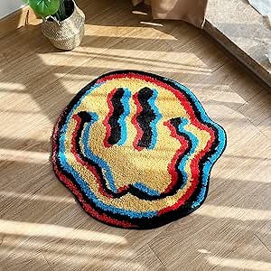 LAKEA Trippy Smile Rug Smily Face Handmade Carpet Tufted Smile Gift for Friend for Bedroom Geek Gift Home Decor