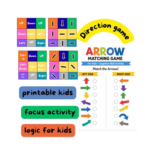 Arrow Matching Game Kids Cognitive Skill Activity |direction Learning Printable | Preschool Brain Game - Etsy Canada