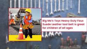 Big Mo's Toys Tool Belt - Kids Brown Faux Suede Pretend Play Belt for Tools with Adjustable Strap