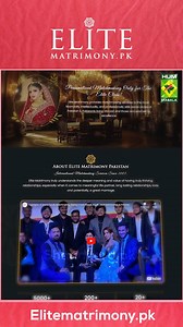 EliteMatrimony.pk is a division of Shaadi.org.pk, one of the largest and most trusted matrimonial services in Pakistan. Elite Matrimony offers matchmaking services to Pakistan's most affluent, well-educated, and professionally connected social circles as well as Pakistanis residing overseas and those who demand perfection. شادی آرگنائزیشن پاکستان، حکومت پاکستان سے رجسٹرڈ اور تسلیم شدہ ہے اور پاکستان کا واحد میرج بیورو ہے جسے بہترین خدمات پر پاکستان کے معزز صدر کی طرف سے خصوصی ایوارڈ دیا گیا ہے۔ 