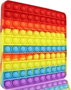 Pop Bubble Fidget Sensory Toy Square Cheap Under 10 Dollars Red Poppers 100 Poppit Big Popet Yellow 20cm 7.9 in Giant Popping Autism Autistic ADHD Anxiety Stress Relief Satisfying Game for Kid Gift