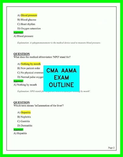 CMA AAMA Exam Outline 2026 Study Guide Key Topics Review for Certification Success Exam Prep 2026.