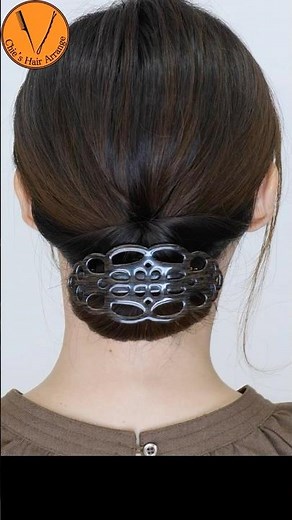 【クルリンパ髪型】木目調ヘアバレッタ ヘアアクセサリー