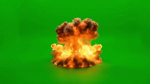 Download explosion of a nuclear bomb. nuclear explosion on green background. big explosion isolated. realistic nuclear explosion for free