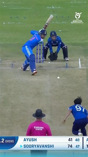 Vaibhav Sooryavanshi is setting the #U19WorldCup Final ablaze 🔥 Watch the summit clash LIVE, broadcast details 📺 https://www.icc-cricket.com/tournaments/u19-cricket-worldcup-2026/news/broadcast-details-for-icc-u19-men-s-cricket-world-cup | ICC - International Cricket Council