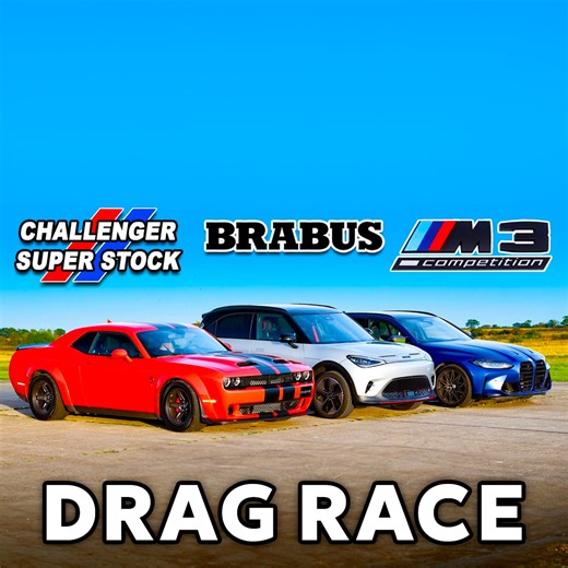 Drag race: 800hp Dodge Super Stock v BMW M3 v BRABUS 🔥👏 🚘 | carwow