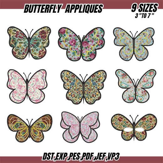 Butterfly Applique Machine Embroidery Designs: 9 Sizes (digital Download) - Etsy