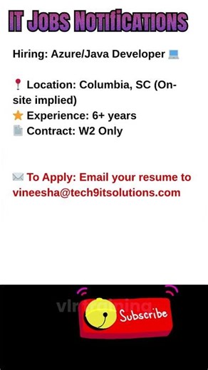 AzureJava Developer Job in Columbia, SC Oct 14, 2025
