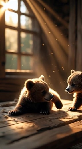 Two adorable bear cubs wrestling and playing together in the wild. A heartwarming moment of pure joy and friendship! 🐻❤️ #bearcubs #wildlife #nature #cuteanimals #bears