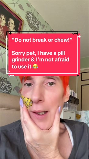 Creatively treating an abscess and totally ignoring the instruction on the medication box “do not break” well I’m sorry, I have a pill grinder and I’m not afraid to use it 😂 #dentist #disabled #toothache #medication #feedingtubeawareness