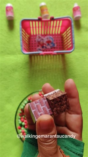 Purple and silver mushroom vs block minecraft in colorful styrofoam baskets#shorts