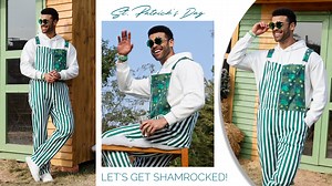 Bib Overalls for Men Striped Pants Adjustable Straps with Pockets