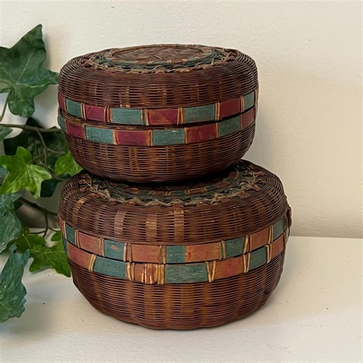 Vintage Chinese Sewing Baskets Set of Two - Etsy