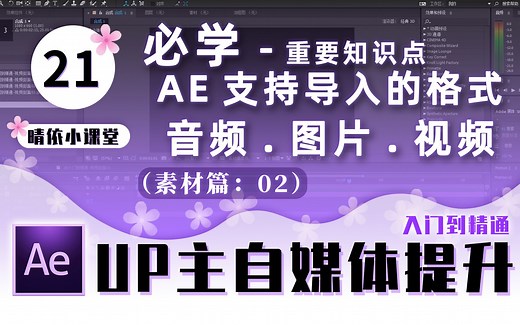【AE教程】21：AE支持导入的格式：音频、图片、视频！「晴依小课堂」5分钟入门到精通系列【Adobe After Effects CC 】