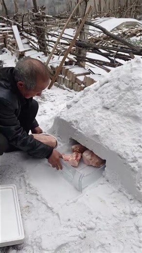 It snowed I made a refrigerator by myself and it works quite well #Homemade natural