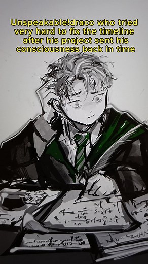 Recursion by tessacrowley, recently completed :D. It’s fun timetravel trope and had happy ending. Ahaha this part is actually quite early in the fic. It was hilarious how his action alter each timeline in the first’s few chapter. He’s so stressed out in this fic ahaha #harrypotter #hptiktok #hptok #fanart #dracomalfoy #dracotok #drarry #drarrytok #hpdm #dmhp #harco #drarryhq #drarryedit