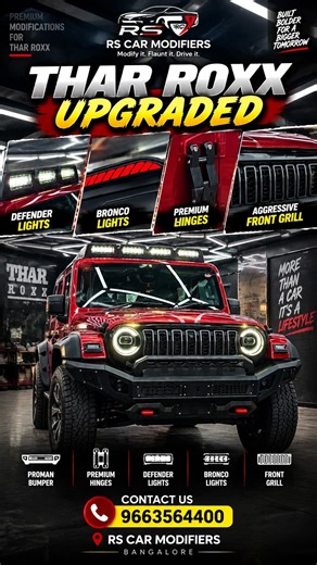 Thar Roxx Upgraded with Proman Bumper, Defender Lights, Bronco Lights & Premium Front Grill
