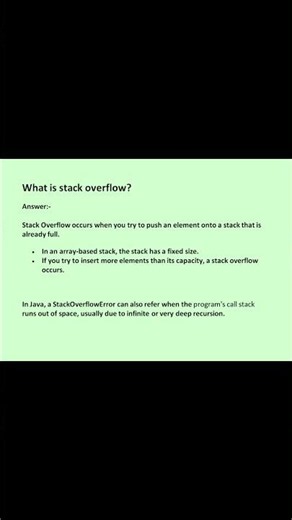 What is stack overflow? | #interview #java #interviewquestion #javainterviewquestions