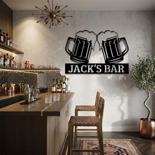 Custom Beer Mug Bar Sign, Personalized Bar Metal Wall Decor, Pub Wall Sign, Home Bar Decor, Beer Lover Gift - Etsy