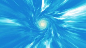 Download Blue looping background made of twisted swirling energy. Magic glowing light waves. for free