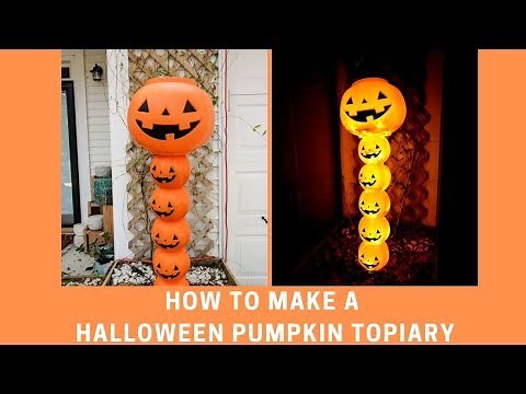 How to make a plastic pumpkin light up topiary yard decor!