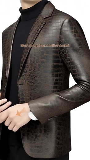 Men's Faux Leather Suit Jacket, Spring & Fall Fashionable Outerwear, Slim-Fit Design for Stylish Comfort, Ideal for Everyday Wear #jacket #mensclothes #mensfashionwear #leatherjacketoutfit #menswears #suitdesigner #menscoat #fauxleathermotojacket #mensouterwear #menswearcoats