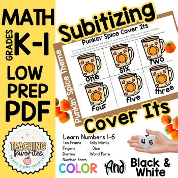 Subitizing Math Game|Fall Number Sense Pumpkin Spice Pre K, Kindergarten,  1st