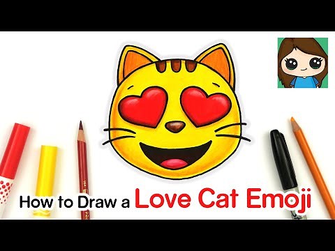 How to Draw the Smiling Cat Heart Eyes Love Emoji Easy