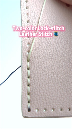 How to sew different thread colors | Two-color Lock-stitch Leather Stitch 🧵#sewtips #diyleather