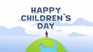 Children's day animated happy children's day lettering text background greeting world children's day 3d 4k