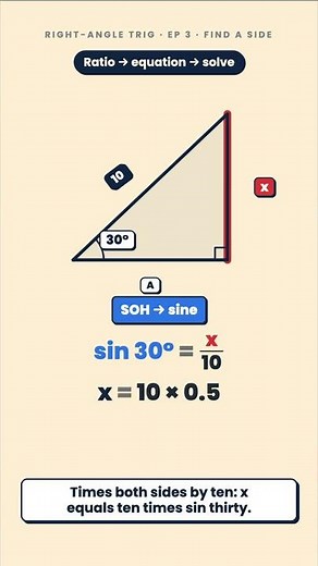 Find a Missing Side with Trigonometry — Step-by-Step #SOHCAHTOA