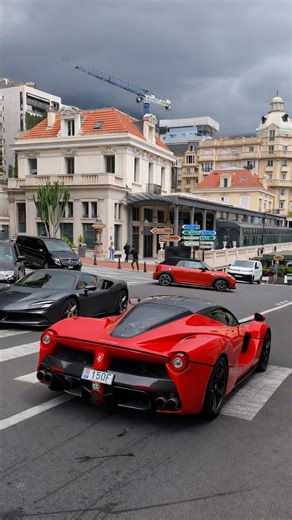 Red LaFerrari meets Monaco architecture
