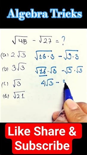 Algebra Square root tricks🔥 #youtube_shorts #maths