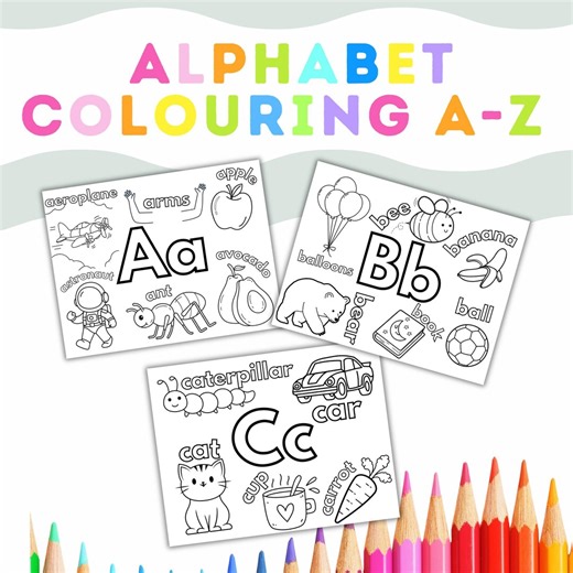 Alphabet Coloring Pages A-Z | Preschool Printable Worksheets (Digital Download)