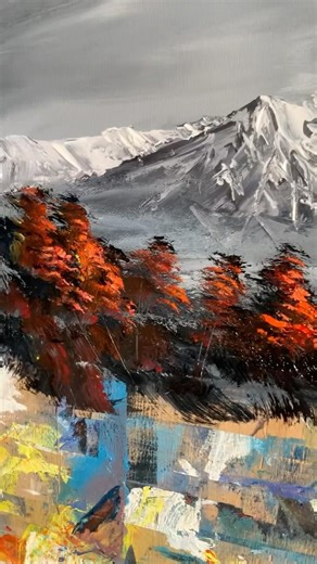 Great bob Ross style mountain painting 👍 🎨 #bobross #artist