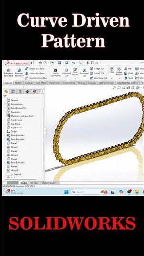 How to make a bicycle chain #solidworks #chain #mechanical