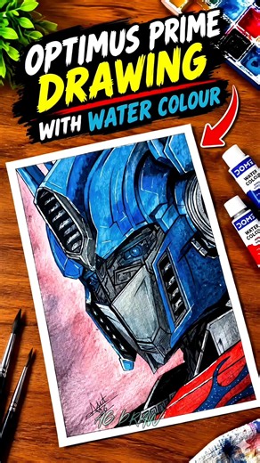 OPTIMUS PRIME Drawing with watercolour👾🖌️... #agdraw #optimusprime #watercolor #animedrawing
